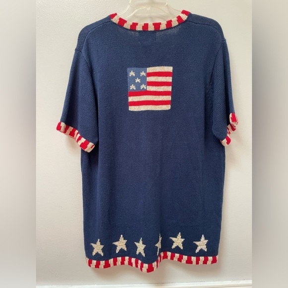Vintage The Quaker Factory size L Red white and blue patriotic sweater - Picture 6 of 8
